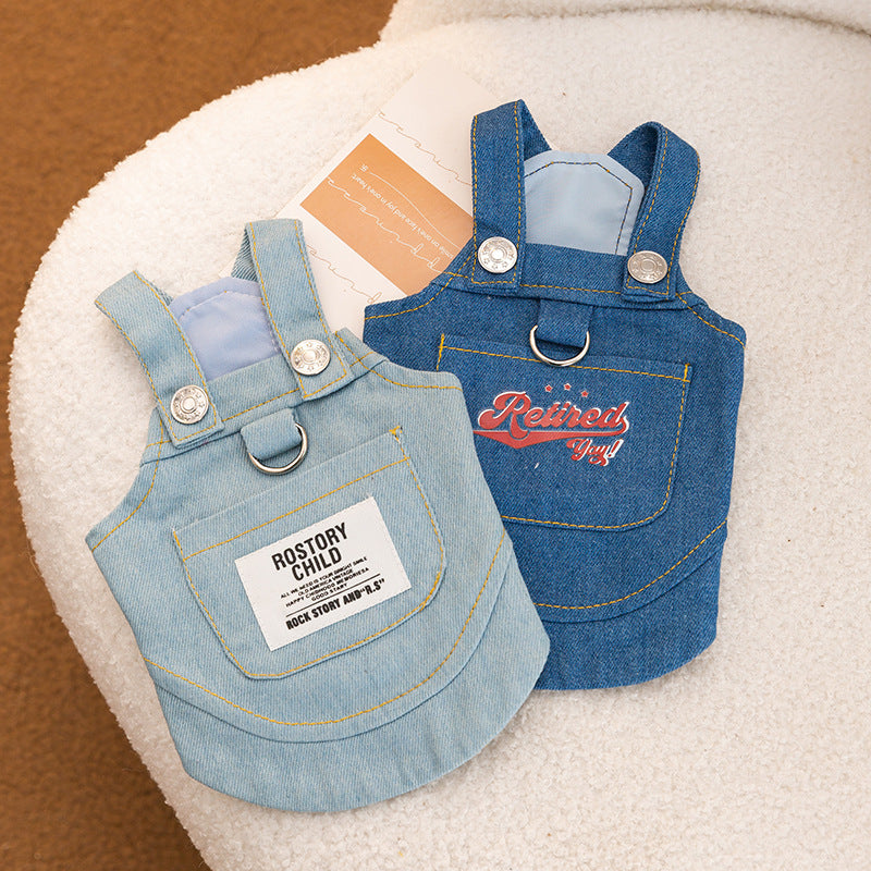 Denim Cat Harness Vest – Adjustable Cat Walking Harness with Leash Ring for Indoor & Outdoor Cats