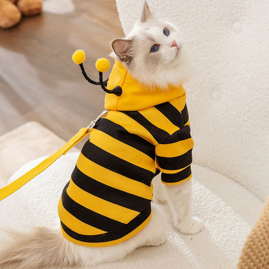 Little Bee Clothes for Cats – Cute Bee Hoodie with Antennas