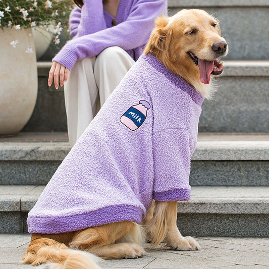 Milk Print Fleece Dog Sweater for Large Dogs Soft Cozy Puppy Jacket 3XL–8XL