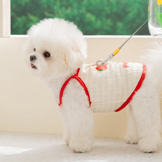Cute Puppy Harness Vest – Breathable Dog Harness Shirt with Leash Ring for Small Dogs