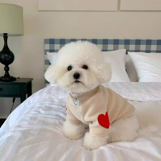 Cute Heart Dog Sweater – Soft Warm Puppy Sweater for Small Dogs Autumn Winter Pet Clothes