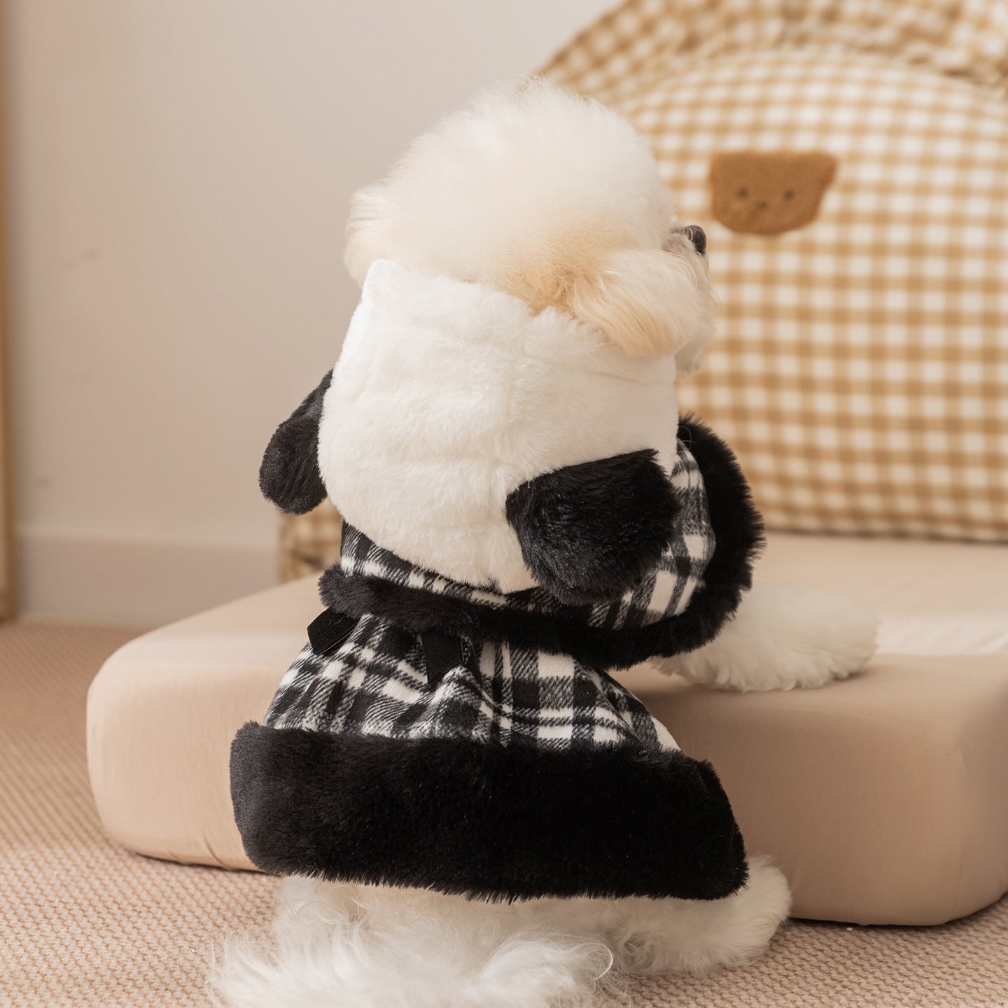 Cute Plaid Cotton Dress Set for Small Dogs