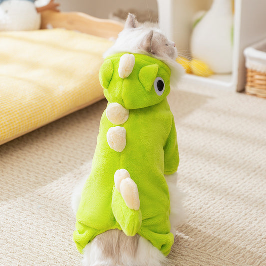 Cute Dinosaur Costume for Cats Soft Cozy Pet Hoodie