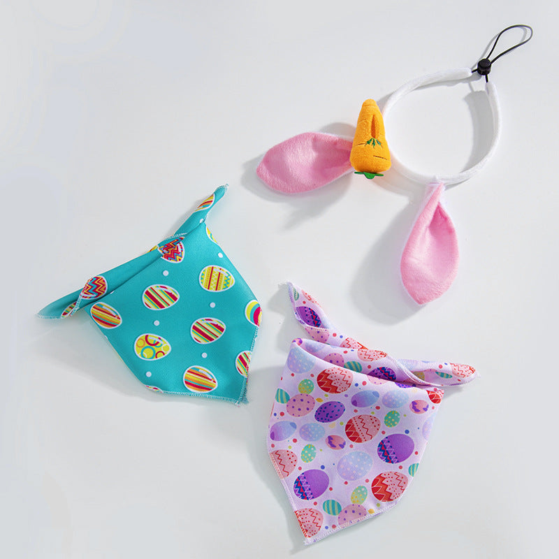 Easter Bunny Pet Costume Set | Cute Rabbit Ear Headband & Egg Bandana for Dogs and Cats | Holiday Pet Outfit | HipiDogs