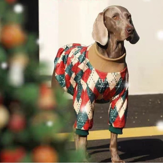 Warm Dog Sweater for Winter – Soft Plaid Dog Pullover Jacket for Medium Large Dogs