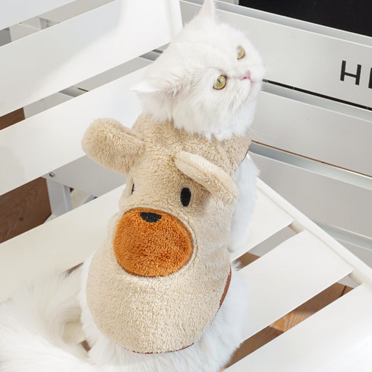 Plush Cat Hoodie with Ears – Warm Cartoon Fleece Cat Jacket for Winter, Soft Cozy Kitten Outfit