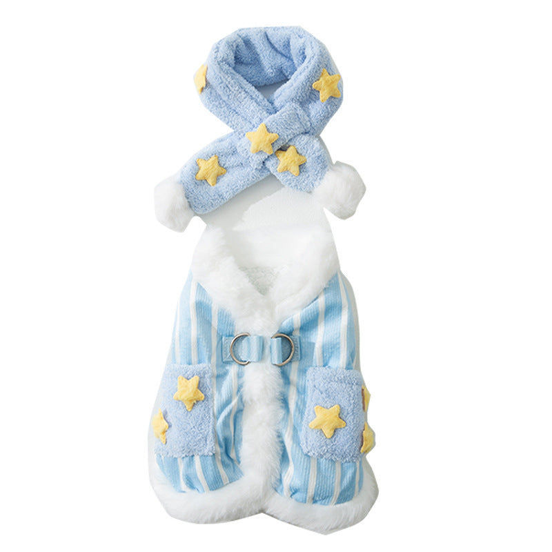 Star Striped Pet Vest & Scarf Set - Small Dog Winter Clothes