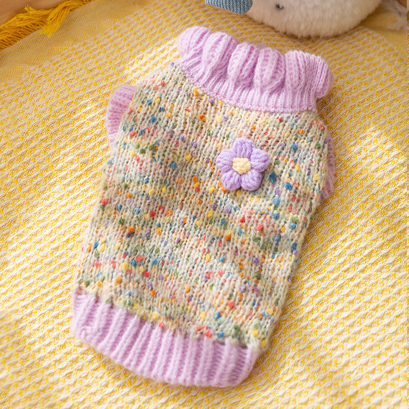 Polka Dot Tulle 3D Miniature Flowers Sweater for Cats