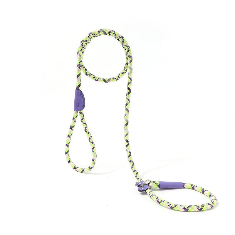 Adjustable Dog Leash with Integrated Collar – No-Pull Rope Leash for Easy Dog Walking