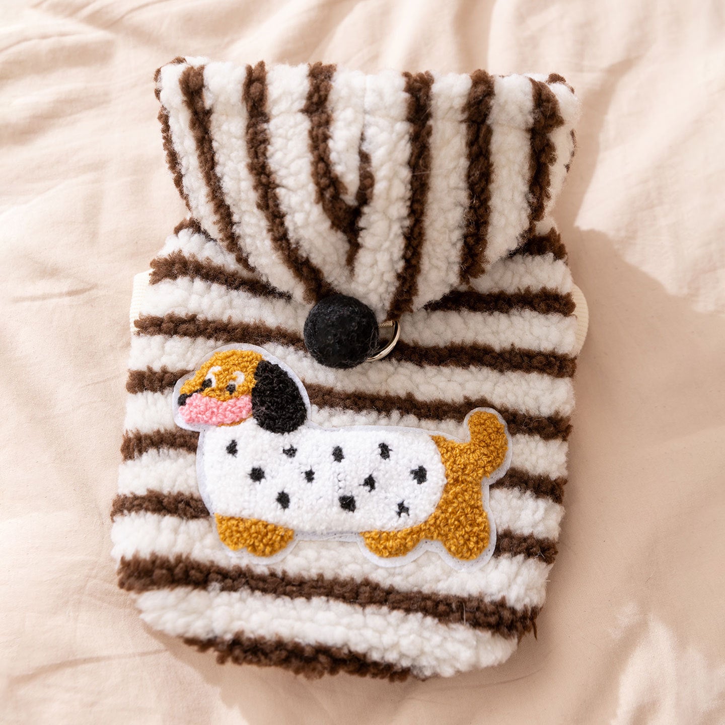Thick Hooded Dog Sweater for Small Dogs - Plush Striped Winter Puppy Coat, Warm Fleece Pet Outfit - product photo 7