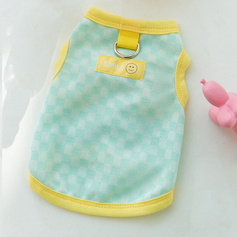 Breathable Cat Harness Vest – Checkered Summer Fit for Small Pets