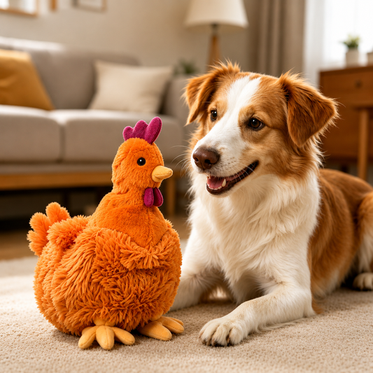 HipiDogs Plush Chicken Dog Toy | Interactive Squeaky Chew Toy for Puppies & Dogs