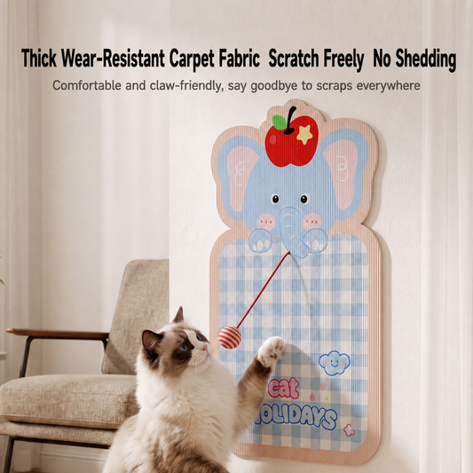 HipiDogs Elephant Cat Scratching Board with Hanging Ball Toy | Wall-Mounted Scratch Pad