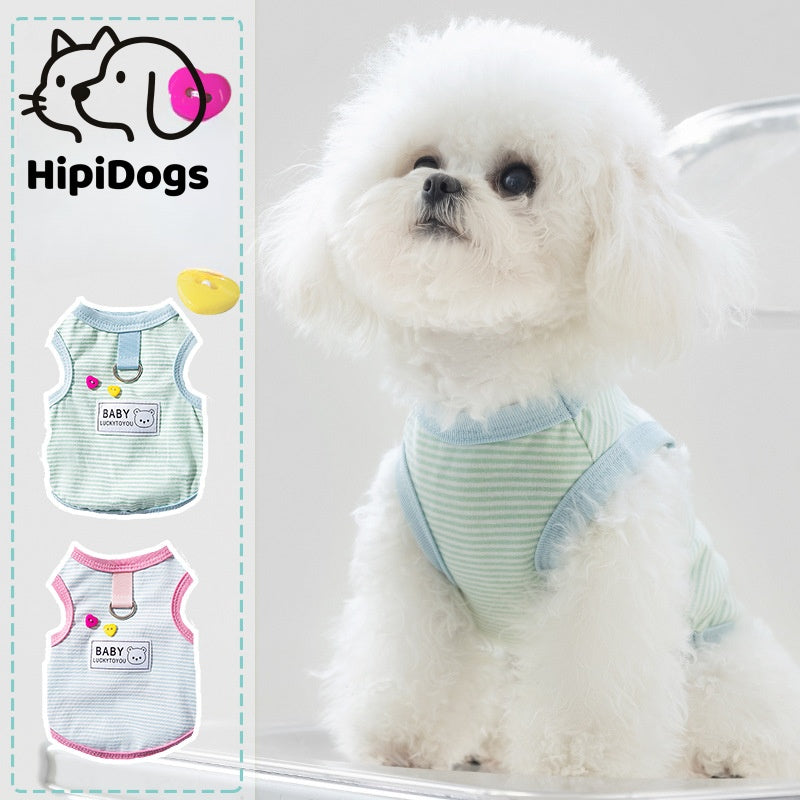 Cute Striped Dog Harness Vest – Breathable Fit with D-Ring