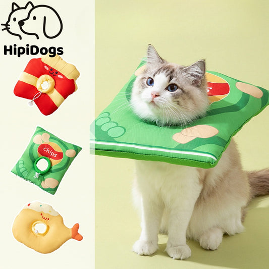 Cute Pet Recovery Collar Pillow | Soft Protective Cat & Dog Cone Alternative | Snack Design Healing Collar for Pets | HipiDogs