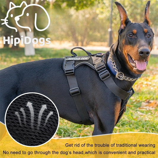 Service Dog Harness Vest – Breathable No Pull Working Dog Harness with Adjustable Straps for Large Dogs