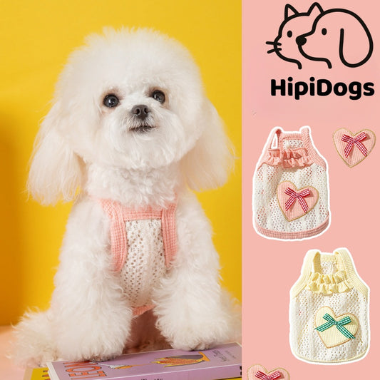 Cute Lace Heart Dog Harness Vest – Breathable Summer Fit