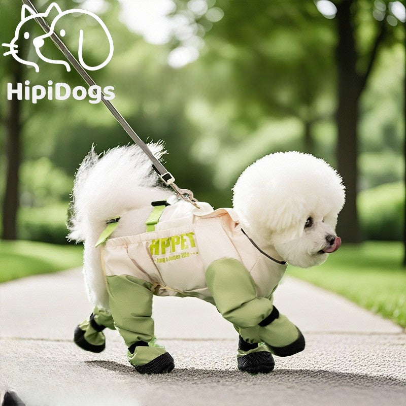 Waterproof Dog Raincoat with Boots | Full Body Pet Rain Suit with Leash Harness | Outdoor Rain Jacket for Small Dogs | HipiDogs