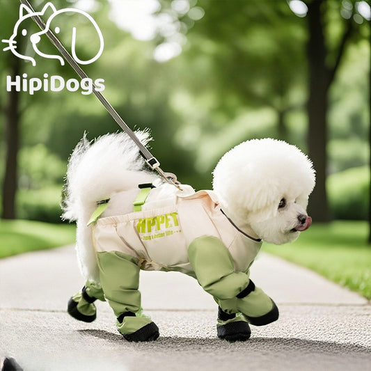 Waterproof Dog Raincoat with Boots | Full Body Pet Rain Suit with Leash Harness | Outdoor Rain Jacket for Small Dogs | HipiDogs