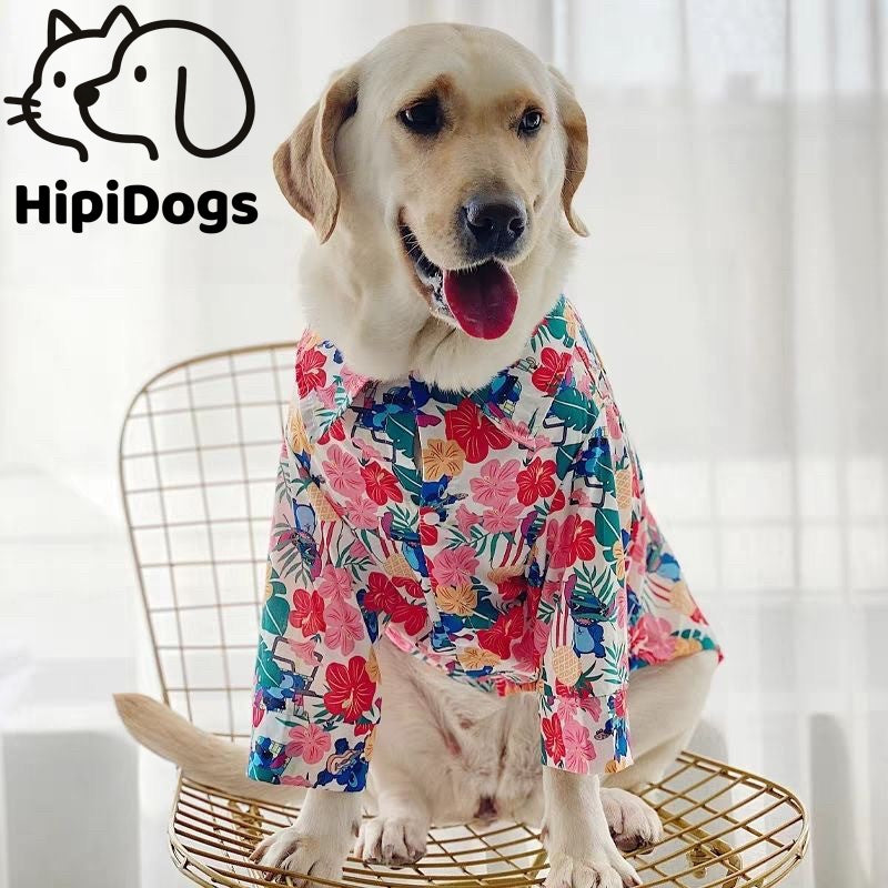 HipiDogs Hawaiian Dog Shirt – Floral Breathable Summer Fit