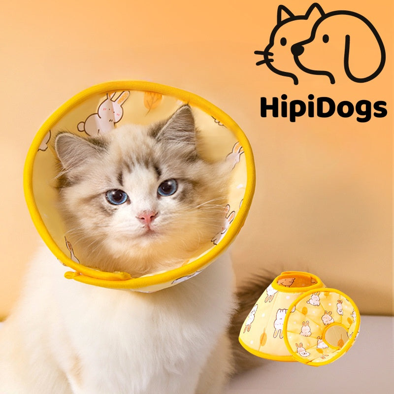Yellow Bunny Cat Collar | Soft & Comfortable Recovery Collar for Cats | Hipidogs Pet Accessories