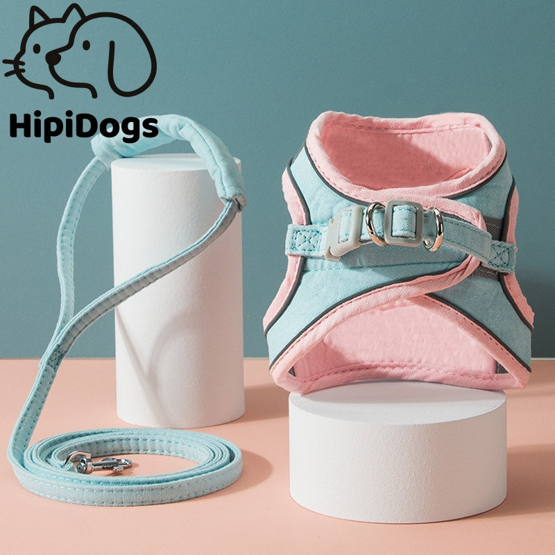 Soft Mesh Cat & Dog Harness Set with Leash | Adjustable Breathable Pet Vest Harness for Small Dogs & Cats | HipiDogs