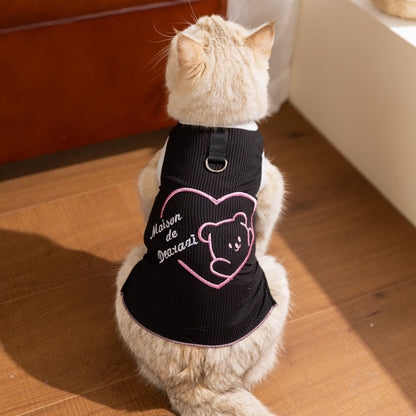 Cute Bear Cat Vest Shirt – Soft Breathable Cat Clothing for Indoor Cats, Lightweight Pet Tank Top