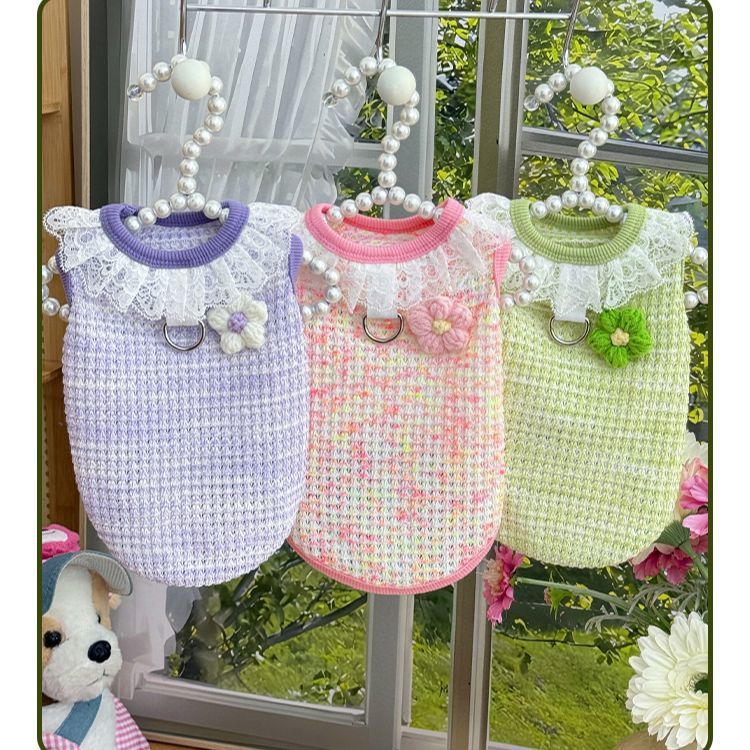 Lace Collar Pet Harness Vest – Breathable Floral Summer Fit