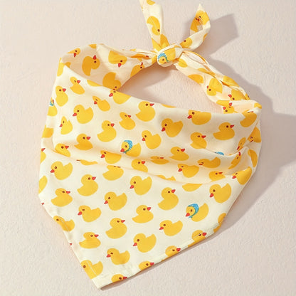Cute Duck Print Cat Bib – Soft Absorbent Drool Bandana for Cats