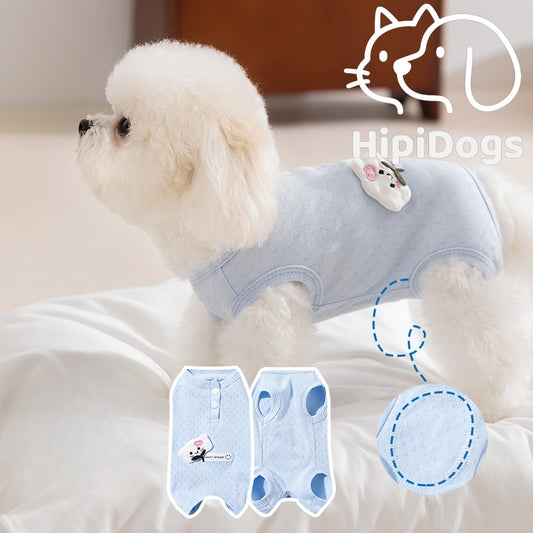 Breathable Cat Pajamas Shirt | Lightweight Summer Pet Clothes for Cats & Small Dogs | Soft Cartoon Cat Outfit | HipiDogs