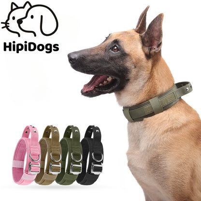 Heavy Duty Tactical Dog Collar – Adjustable Military Style Dog Collar with Metal Buckle for Medium Large Dogs