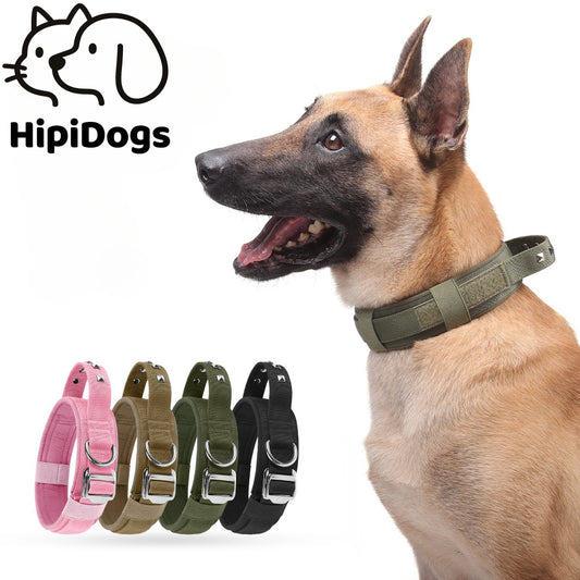 Heavy Duty Tactical Dog Collar – Adjustable Military Style Dog Collar with Metal Buckle for Medium Large Dogs