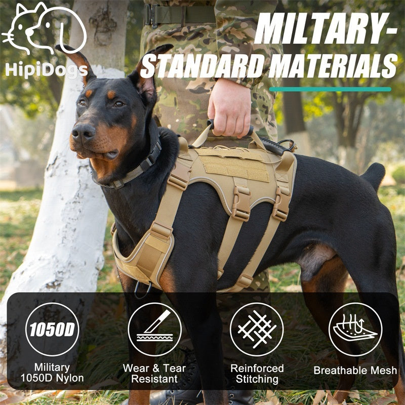 Tactical Dog Harness Military 1050D Nylon – Heavy Duty No Pull Dog Harness with Handle for Large Dogs
