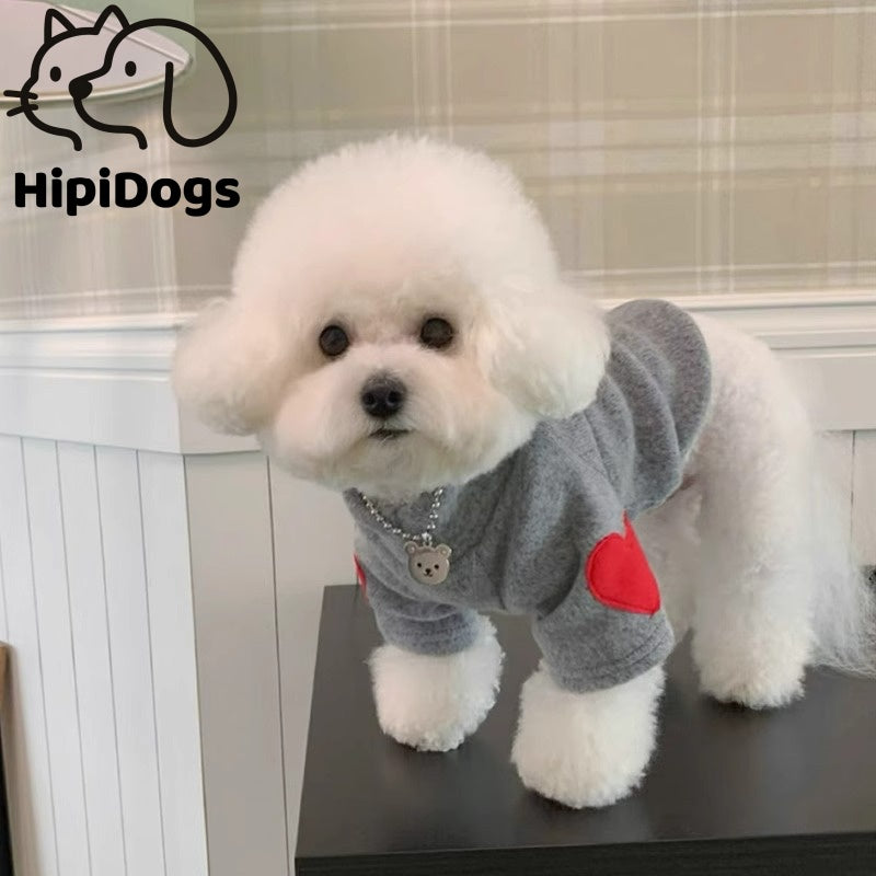 Cute Heart Dog Sweater – Soft Warm Puppy Sweater for Small Dogs Autumn Winter Pet Clothes