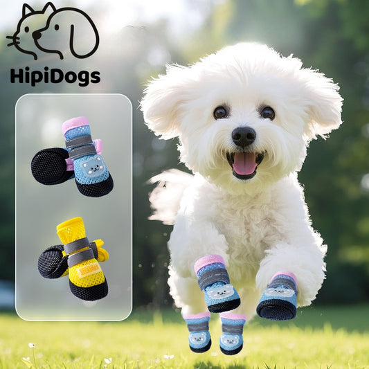 Waterproof Dog Boots | Anti-Slip Pet Paw Protector Shoes | Breathable Outdoor Puppy Boots for Small Dogs | HipiDogs
