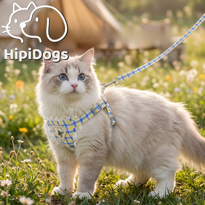 HipiDogs Daisy Plaid Cat Harness & Leash Set