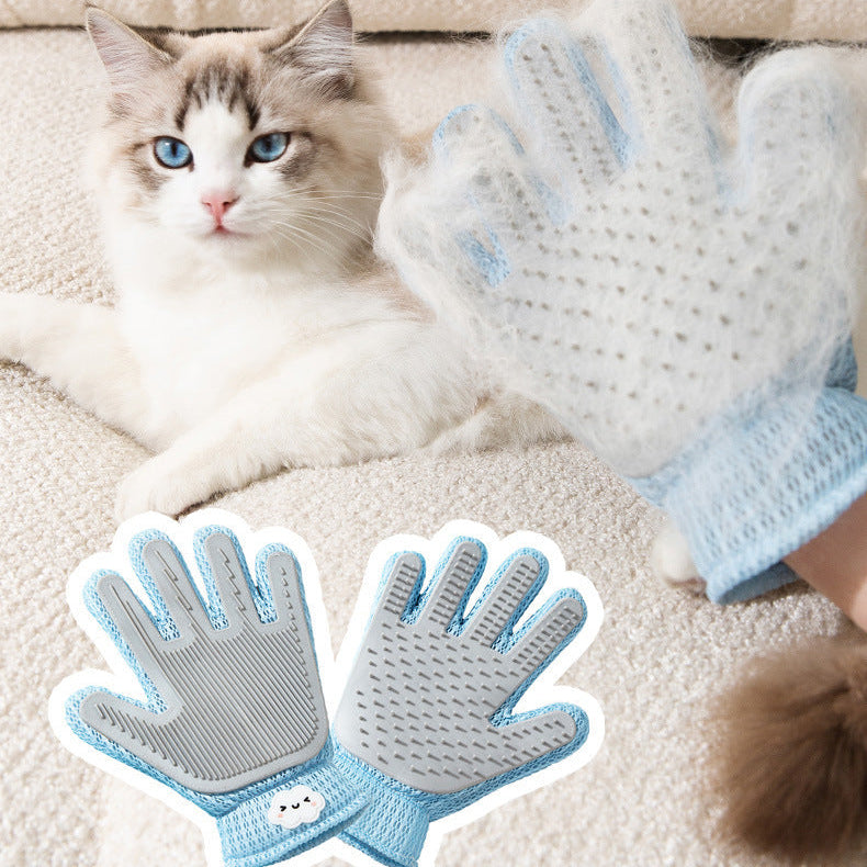 Double-Sided Silicone Pet Grooming Glove for Hair & Lint Removal