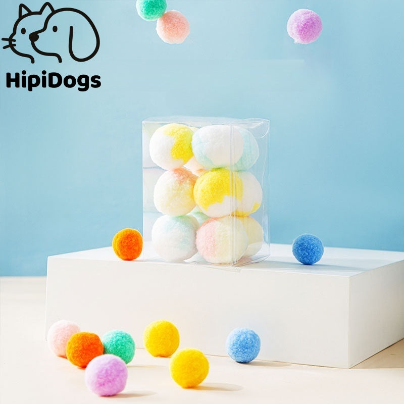 Mute Soft Pom-Pom Balls for Cats – Quiet, Colorful Playtime for Late Night Fun