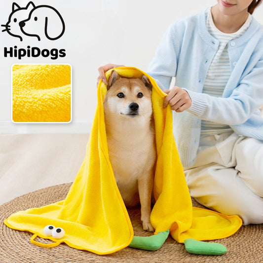 Cute Avocado Pet Bath Towel | Super Absorbent Dog & Cat Drying Towel with Hanging Loop | HipiDogs Pet Grooming Towel