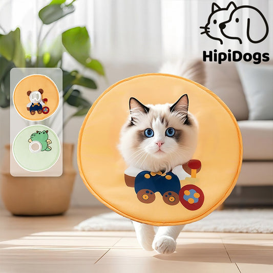 Cute Pet Recovery Collar | Soft Protective Cat & Dog Cone | Adjustable Post-Surgery E-Collar for Cats & Small Dogs | HipiDogs