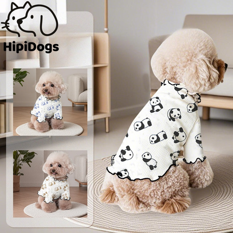Cute Panda Dog Pajamas – Soft Breathable Pet Sleepwear for Small Dogs, Comfortable Puppy Home Clothes