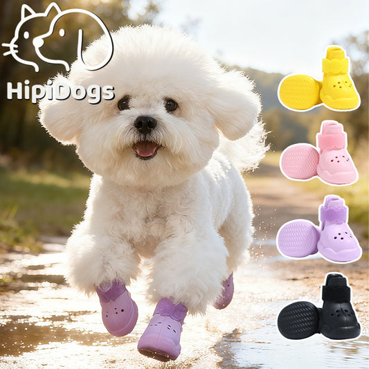 HipiDogs Waterproof Dog Boots – Anti-Slip Protective Paw Shoes for Small Dogs & Cats