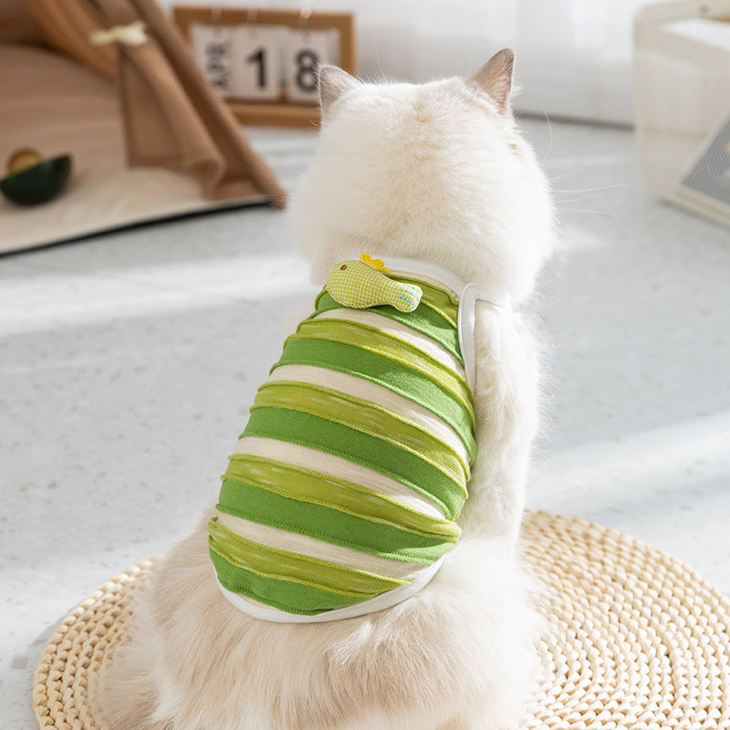Cute Striped Cat Shirt – Breathable Summer Vest