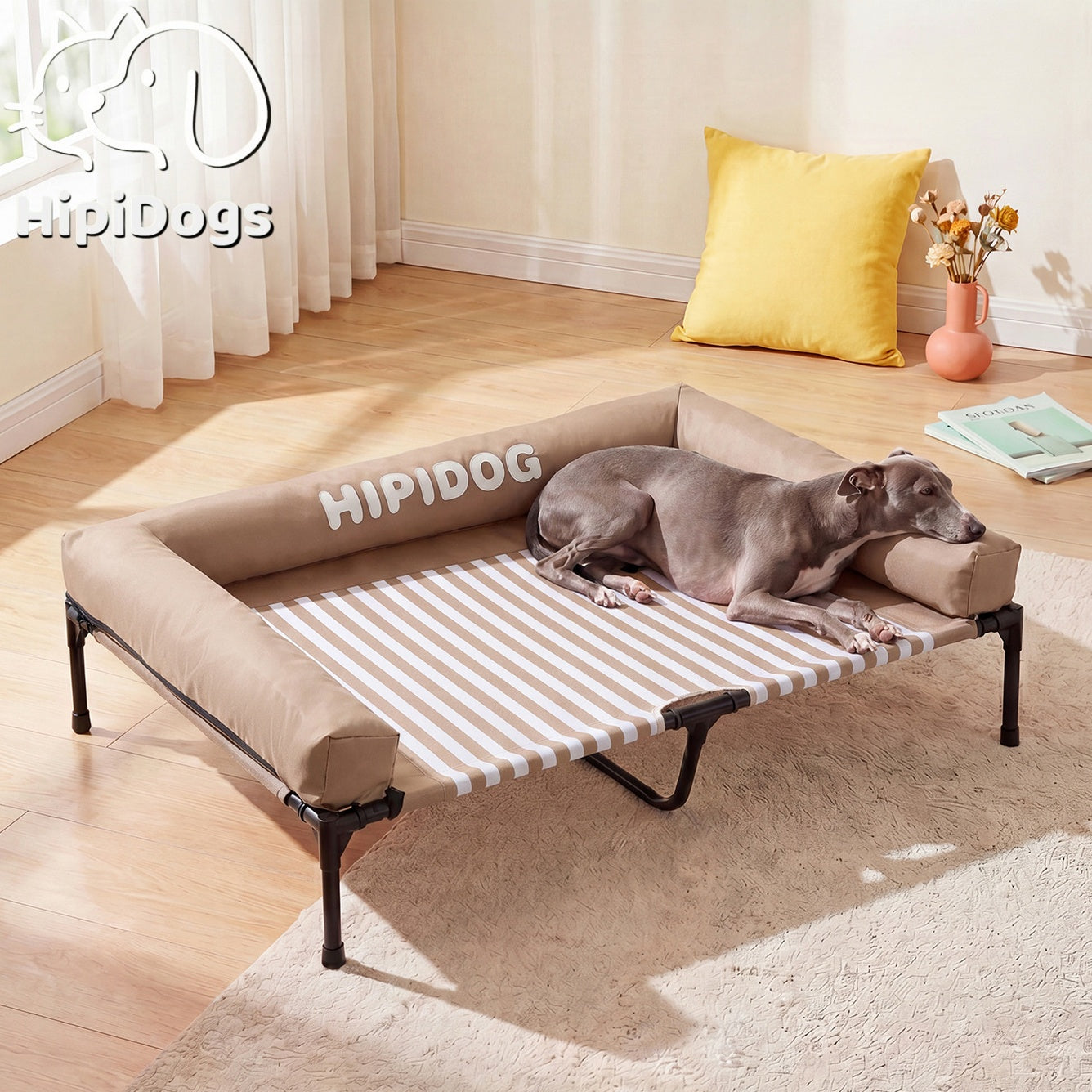 Elevated Dog Bed with Raised Bolsters for Indoor & Outdoor Use
