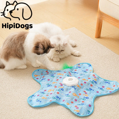 Interactive Cat Toy Mat with Feather | Electric Moving Cat Teaser Blanket | Automatic Cat Play Mat for Indoor Cats | HipiDogs
