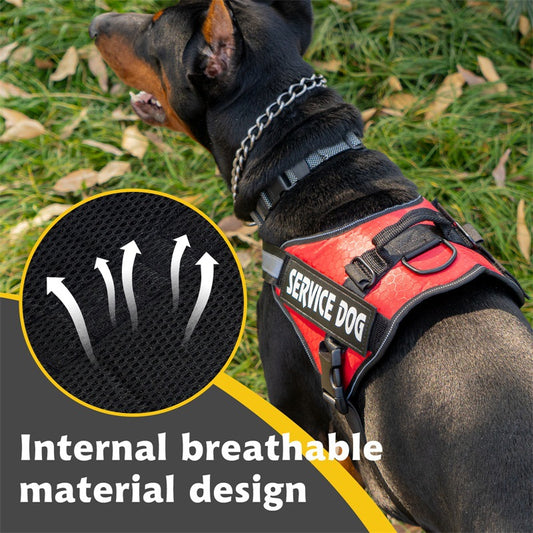 Service Dog Harness Vest – Adjustable No Pull Tactical Dog Harness with Reflective Straps for Large Dogs