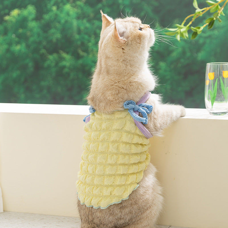 Cute Bow Pet Dress – Soft Summer Outfit for Small Dogs & Cats