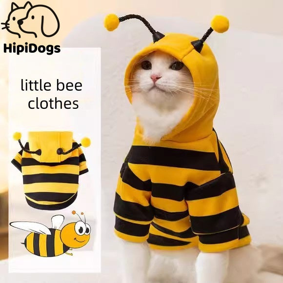 Little Bee Clothes for Cats – Cute Bee Hoodie with Antennas