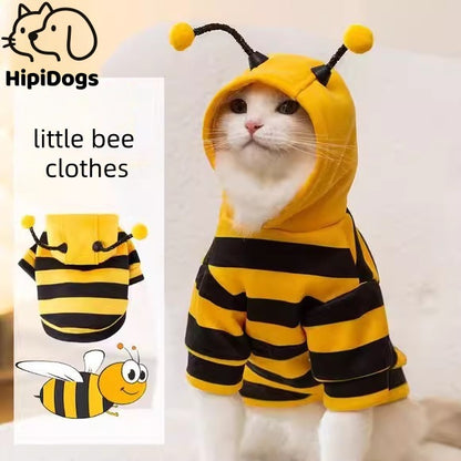 Little Bee Clothes for Cats – Cute Bee Hoodie with Antennas