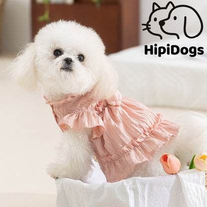 Pink Dog Harness Dress – Lightweight Ruffle Summer Fit